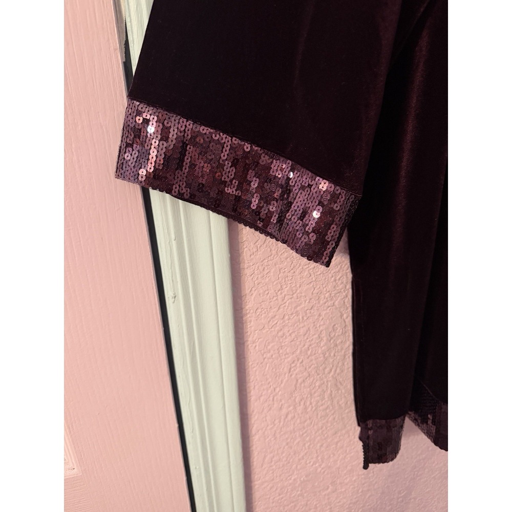 Susan Graver Artisan 3X Velvet Tunic Top Embellished Bell Sleeves Event Holiday - Picture 4 of 8